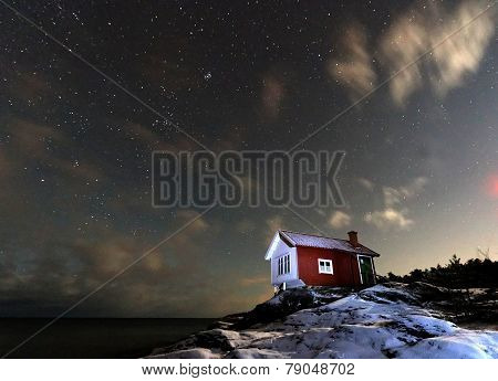 Starry Sky And Cottage