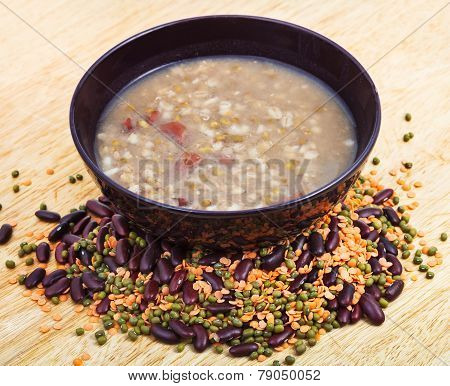Mess Of Pottage In Bowl And Beans Mixture On Plate