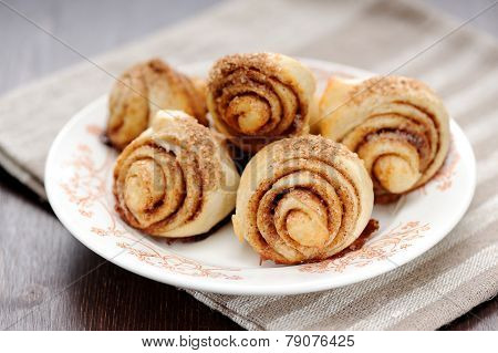 Cinnamon Rolls On White Plate