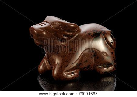 Obsidian Mahogany Carved Ox