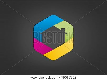 hexagon construction abstract vector logo design template