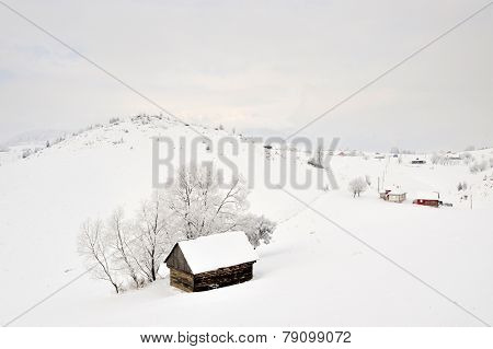 beautiful winter landscape in Sirnea, Romania