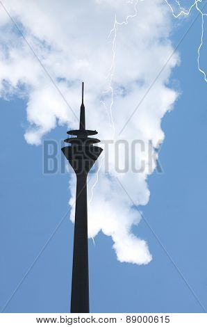 Dusseldorf Tv Tower Against Dramatic Sky