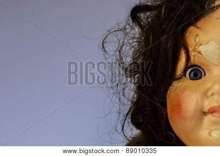 Head Of Beatiful Scary Doll Like From Horror Movie