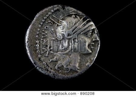 Römischen republikanischen Denar des M. Sergius Silus. 116 V. Chr..