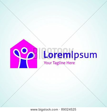 Happy home real estate construction building company vector logo icon