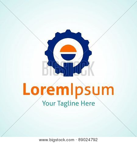 Industrial theme worker man in wheel solid circle vector logo icon