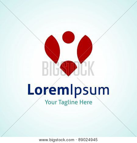 Love person read heart beat shape vector logo icon