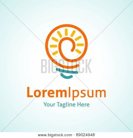 Great inventor light bulb idea shining vector logo icon