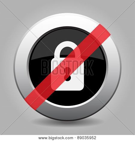 Gray Chrome Button - No Closed Padlock