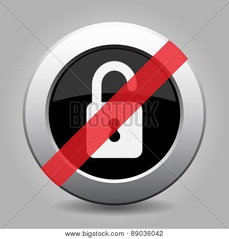 Gray Chrome Button - No Open Padlock
