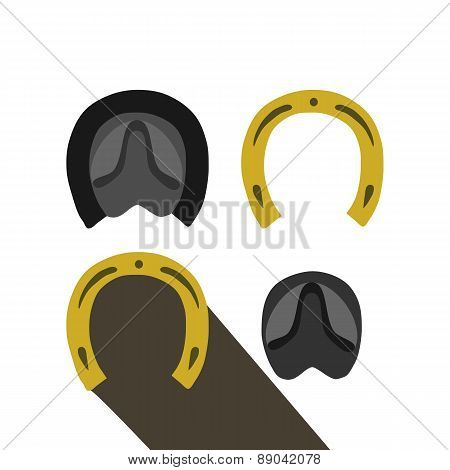 Footprints of horse and horseshoe