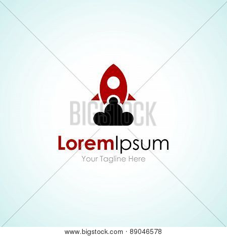Rocket smoke blast take off simple business icon logo