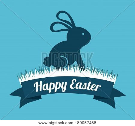 happy easter over blue background vector illustration