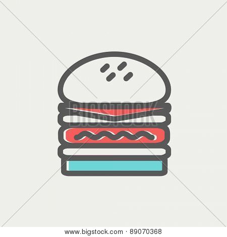 Double burger icon thin line for web and mobile, modern minimalistic flat design. Vector icon with dark grey outline and offset colour on light grey background.