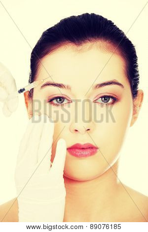 Cosmetic botox injection in the female face
