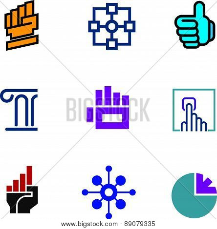 Future progress success technology foundation fist symbol logo icon set