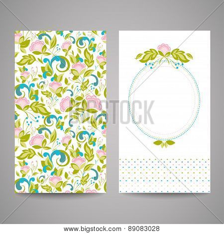 Invitation cards with abstract flowers
