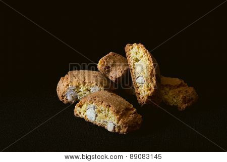 Cantuccini cookies on black background