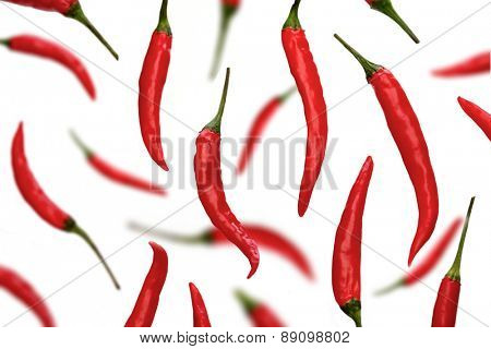 Red chili peppers on white background