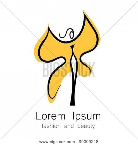 Woman - butterfly, idea-sign logo for the women's center, fashion store, beauty salon, hairdressing salon.