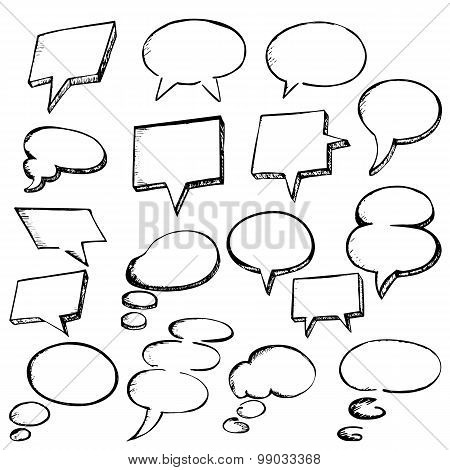 Set Of Hand Drawn Speech Bubbles