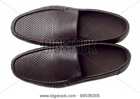 Brown shoe on the white background