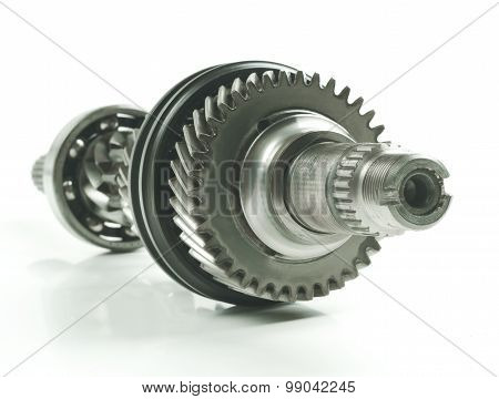 real stainless steel gears isolated over white background