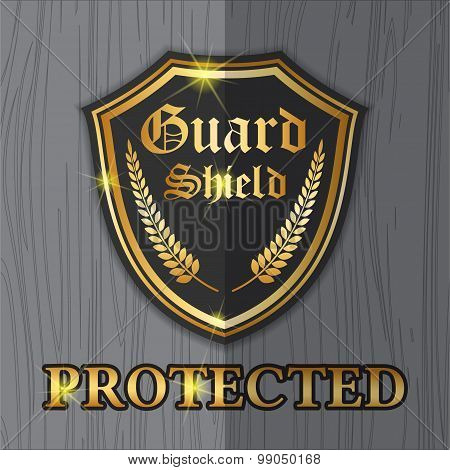 Premium shield guard label logo design for protection concept