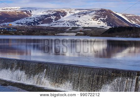 Waterfall and mountains