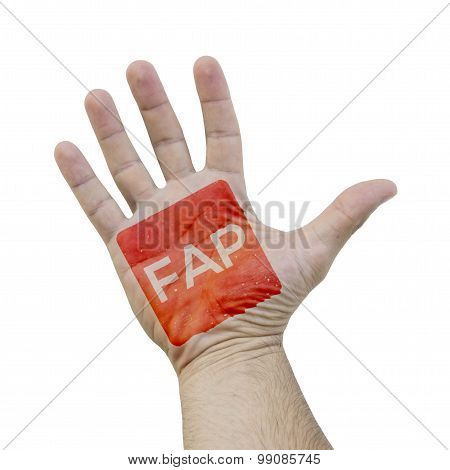 FAP stamp on a hand