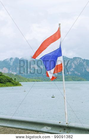 mountain view form Rajjabrabha Dam and the Khao Sok National Park