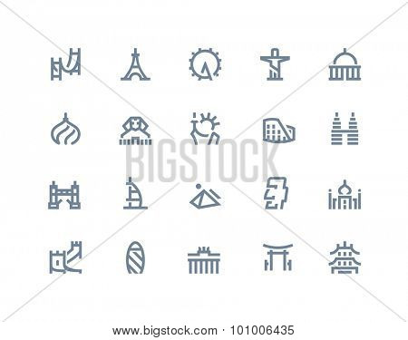 Landmarks icons set. Line style