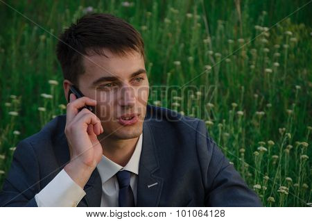 Buisnessman Talk By Mobile Phone