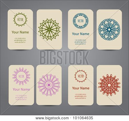 Business card. Vintage geometric decorative elements. Hand drawn background. EPS10