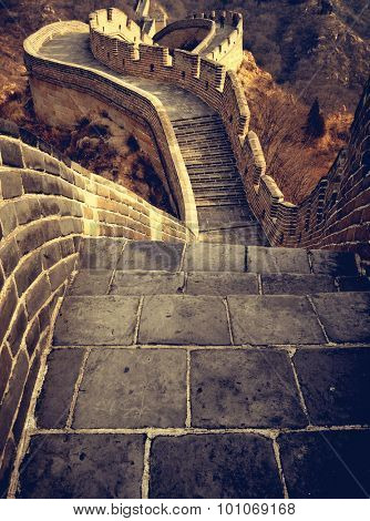 Great Wall China Meandrs Across Rough Terrain Concept