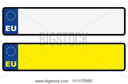 Abstract European Eu Car Blank Number Plate With Free Copy-space