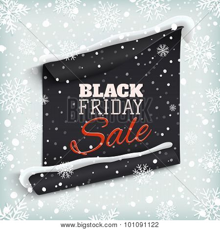 Black Friday sale. Curved paper banner.
