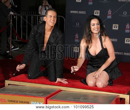 LOS ANGELES - SEP 8:  Jeremy Scott, Katy Perry at the Jeremy Scott and Katy Perry Handprints in Cement Ceremony at the TCL Chinese Theater on September 8, 2015 in Los Angeles, CA
