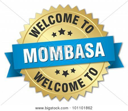 Mombasa 3D Gold Badge With Blue Ribbon