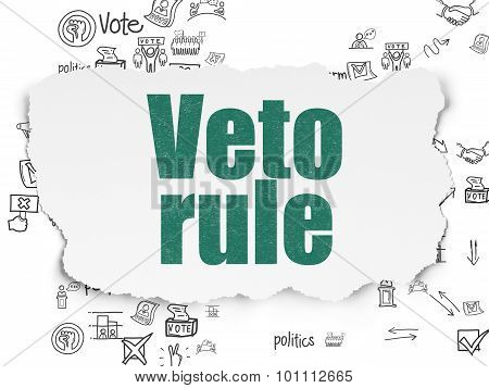 Political concept: Veto Rule on Torn Paper background