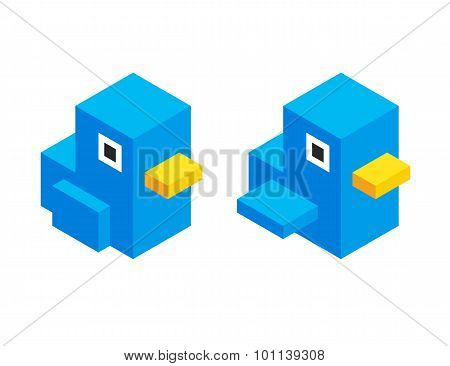 Cute Isometric Cartoon Bird