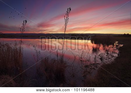 Sunset Over Duralia Lake Penrith And Reflections