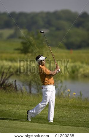 KENT ENGLAND, 29 MAY 2009. Thongchai JAIDEE (THA) playing in the second round of the European Tour European Open golf tournament. 