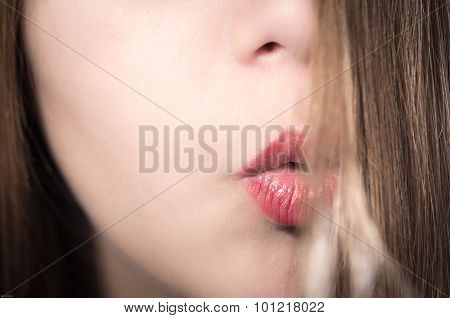 Closeup Of Pretty Young Girl's Mouth