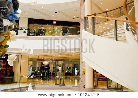 BANGKOK, THAILAND - JUNE 20, 2015: shopping center interior. Shopping centres such as Siam Paragon, Central World Plaza, Emperium, Gaysorn and Central Chidlom become shopping Mecca for shopaholics