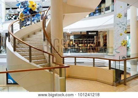 BANGKOK, THAILAND - JUNE 20, 2015: shopping center interior. Shopping centres such as Siam Paragon, Central World Plaza, Emperium, Gaysorn and Central Chidlom become shopping Mecca for shopaholics