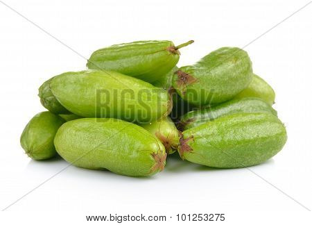 Bilimbi (averhoa Bilimbi Linn.) Or Cucumber Fruit On White Background