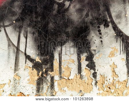 KASIMOV - JULY 24: Detail of graffiti on the wall of the old building. Grungy concrete surface with