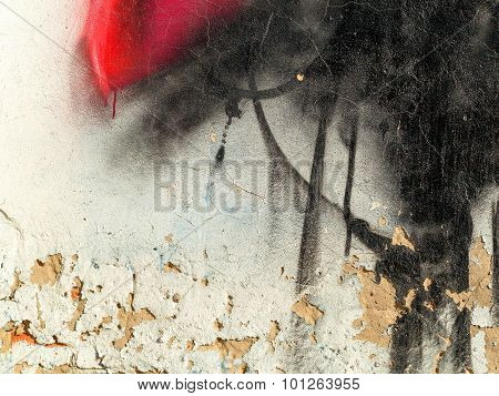 KASIMOV - JULY 24: Detail of graffiti on the wall of the old building. Grungy concrete surface with
